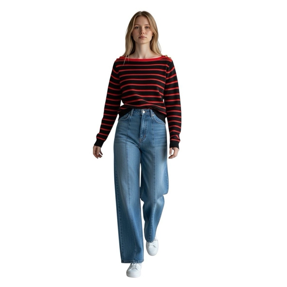 Ralph Lauren LRL Sweater M Striped Boatneck Cotton Preppy Nautical Old Money - Picture 4 of 5